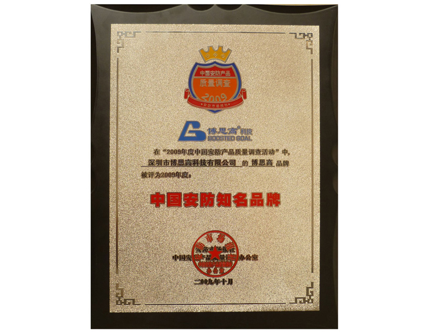 2009年度中国安防知名品牌